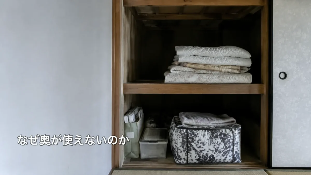 奥行きが深く奥が見えない団地の押入れ