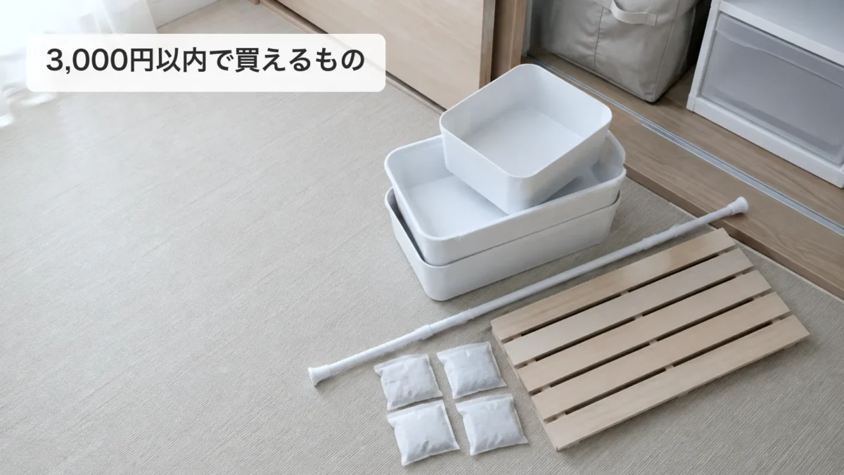 押入れで使う引き出し収納ケースとシェルフとすのこ