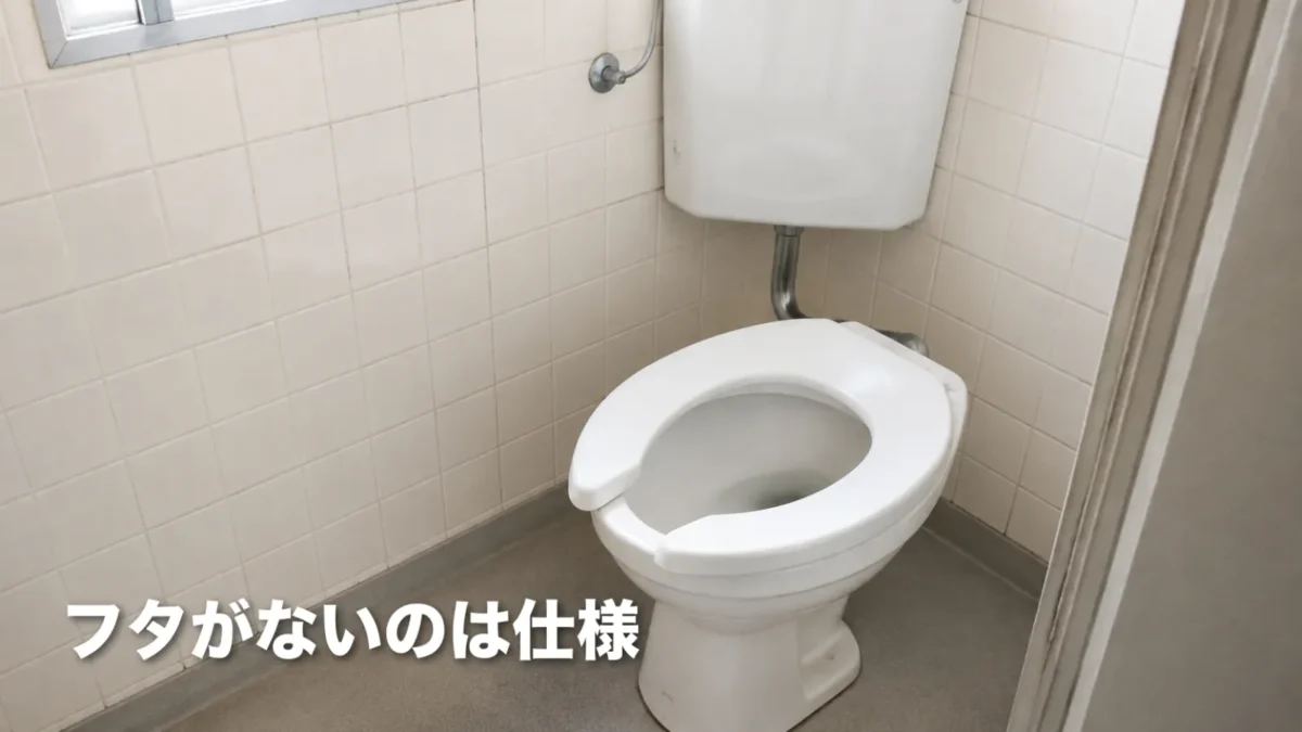 フタのない前割便座が付いた都営住宅のトイレ