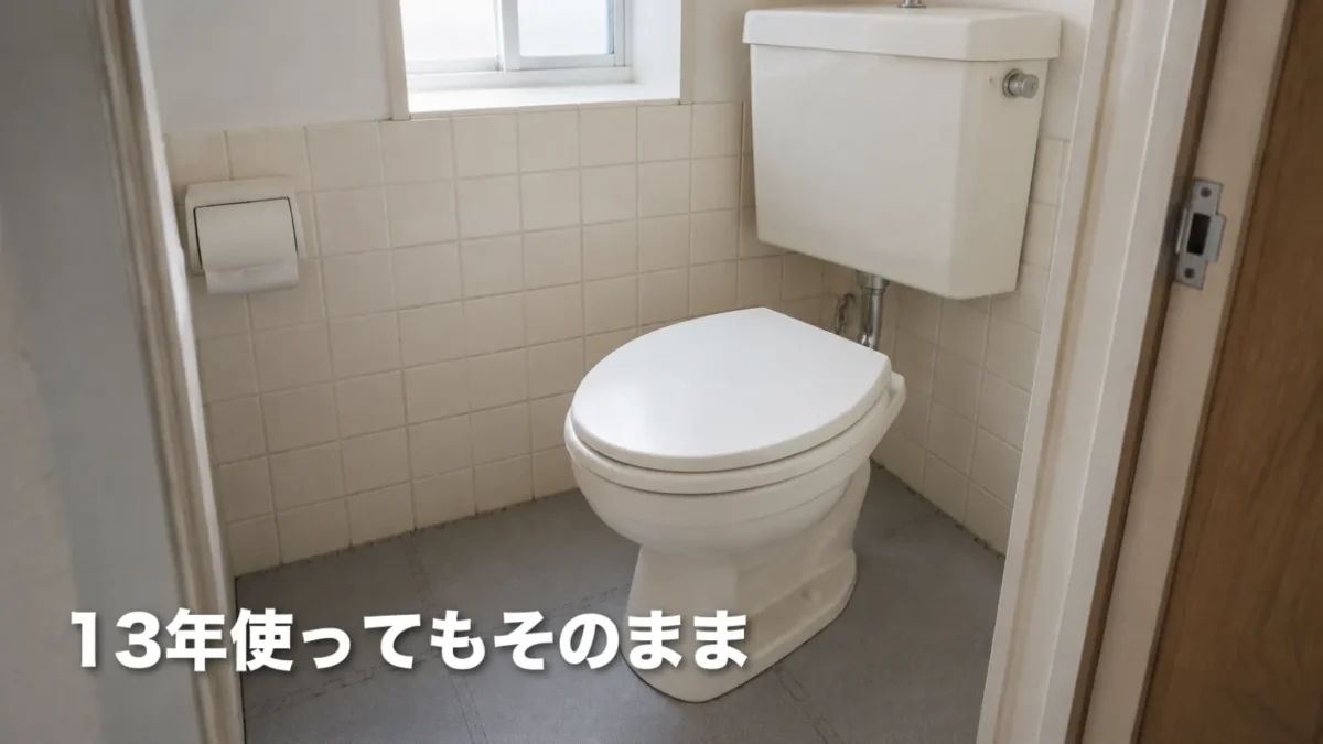 長年使い続けたフタ付き便座がある都営住宅のトイレ