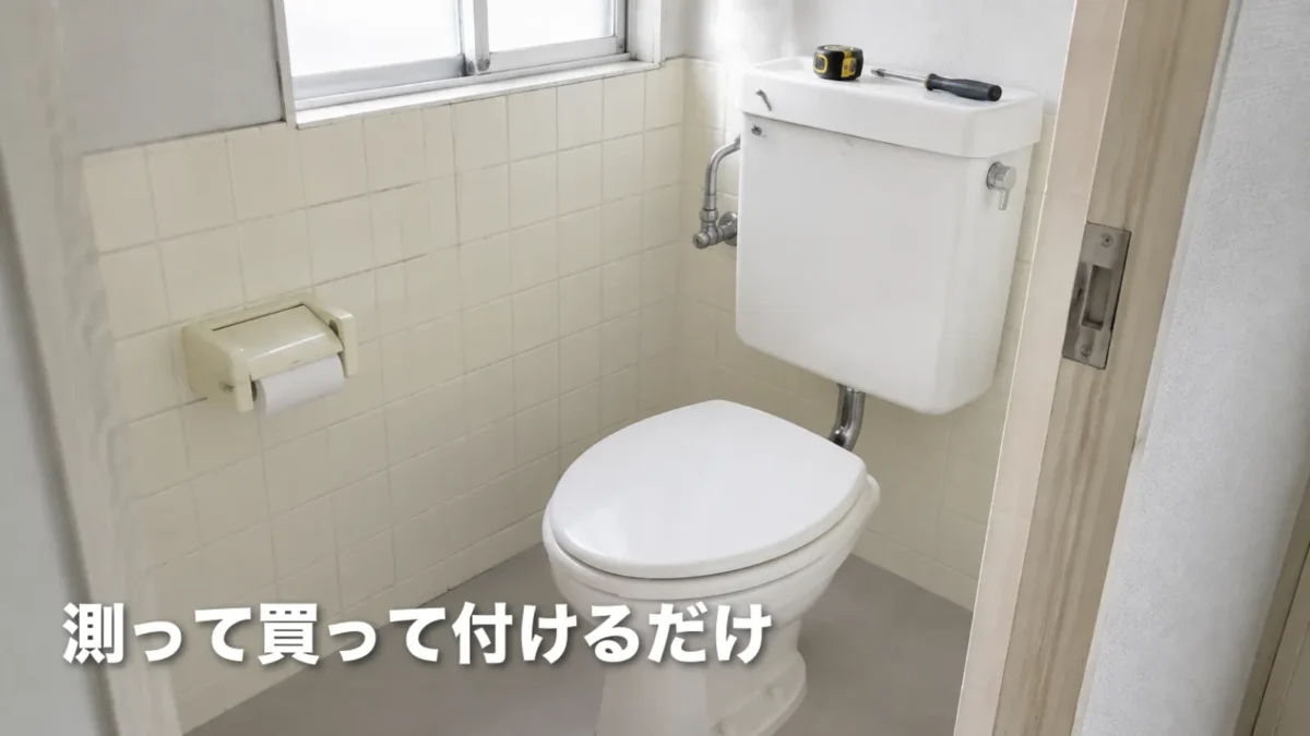 交換を終えてフタを閉じた都営住宅のトイレ